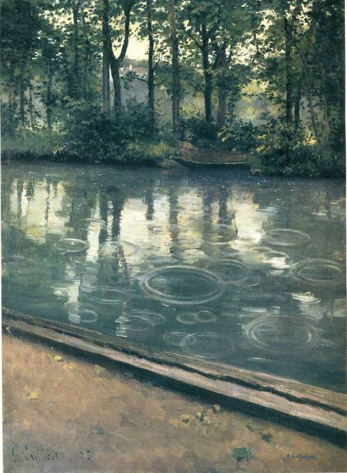 impressionism-art-blog:The Yerres, Rain, 1875, Gustave...