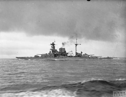 hms-exeter - The British battleship Malaya at sea during gunnery...