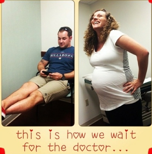 At the ob/gyn for routine prenatal checkups and through her...