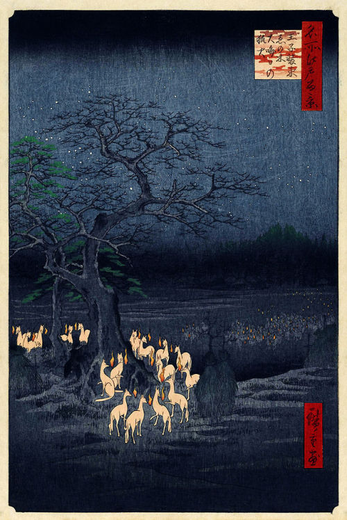 likeafieldmouse - Hiroshige - New Year’s Eve Foxfires at the...