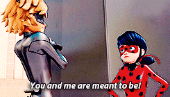 miraculousdaily - Chat Noir flirting with his lady ;)