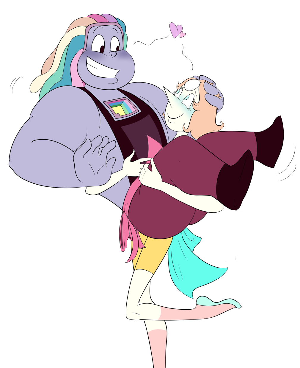 ~Happy space girlfriends!~ Don’t get me wrong—I still think Bismuth holding Pearl is amazing, but why not the other way around? Pearl\s certainly strong enough to do it, and Bismuth just might...