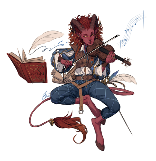 quesozombie - one of my d&d characters, a tiefling bard...