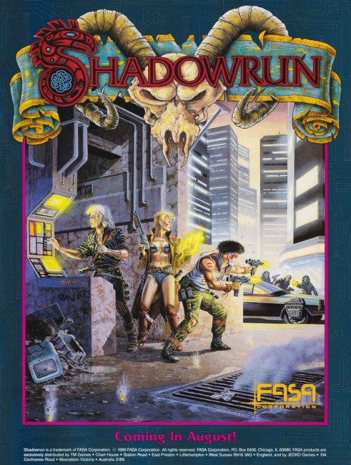 Shadowrun, where man meets magic and machine (Larry Elmore cover...