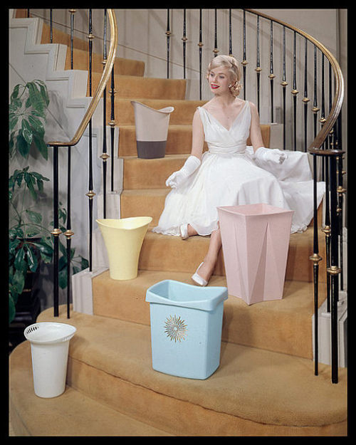 theniftyfifties - 1950s advertisement for trash cans.  