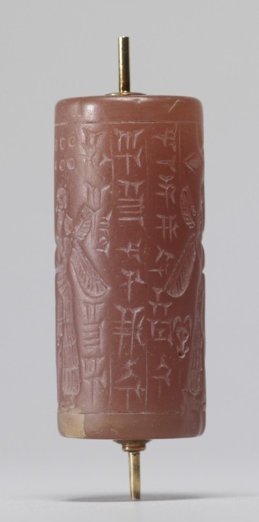 theancientwayoflife:~ Cylinder Seal with Winged Deities.Date:...