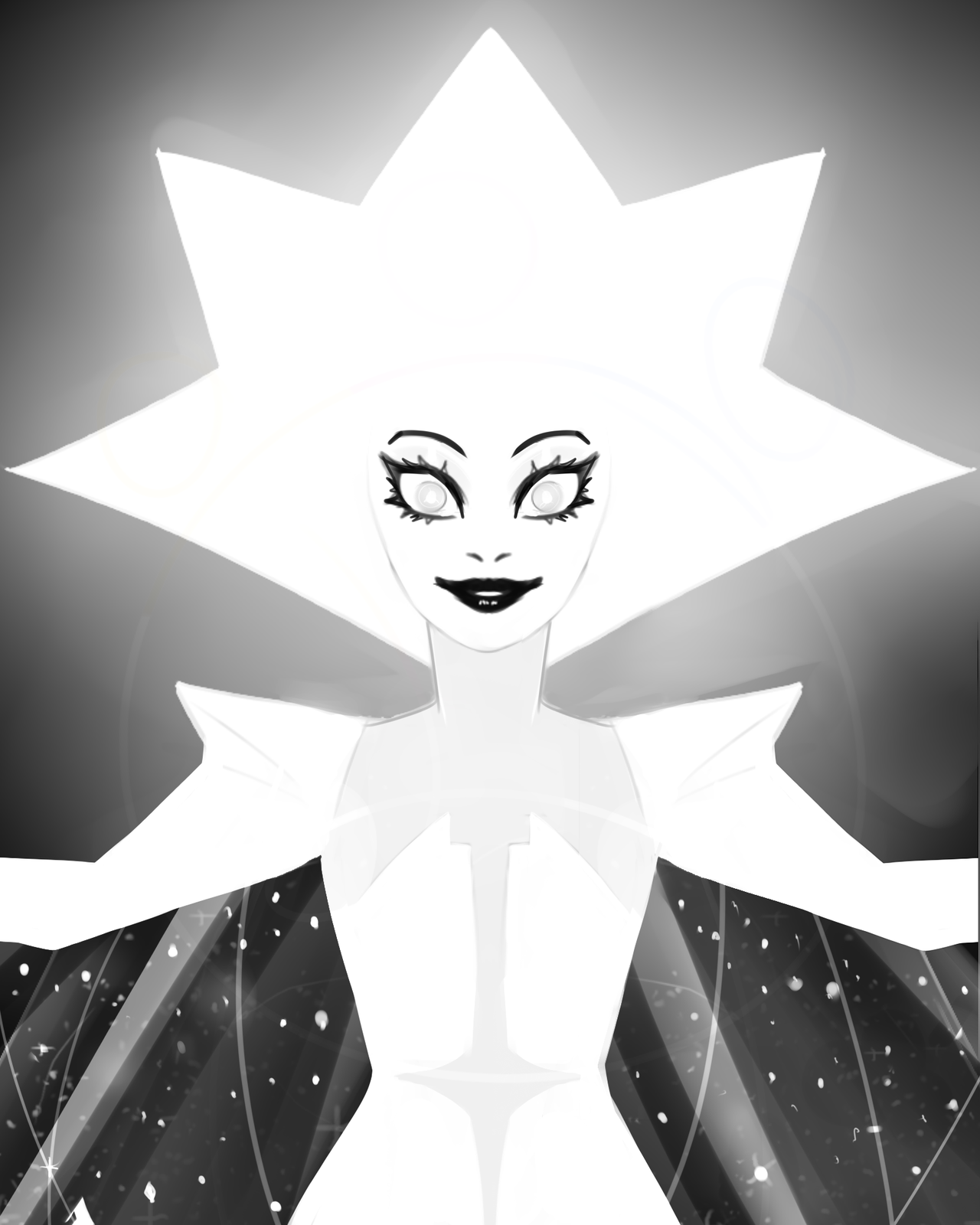 White diamond was nothing like I’ve imagined and she’s creeping me out in all the right ways~ I wasn’t sure which face or pose to do so I did all, with the last making her body the same as the ships...