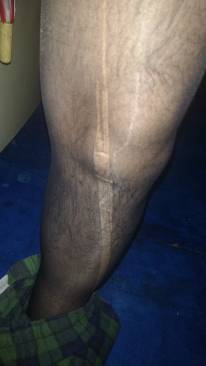 Trying on a new sheer pantyhose, given by my mature friend.