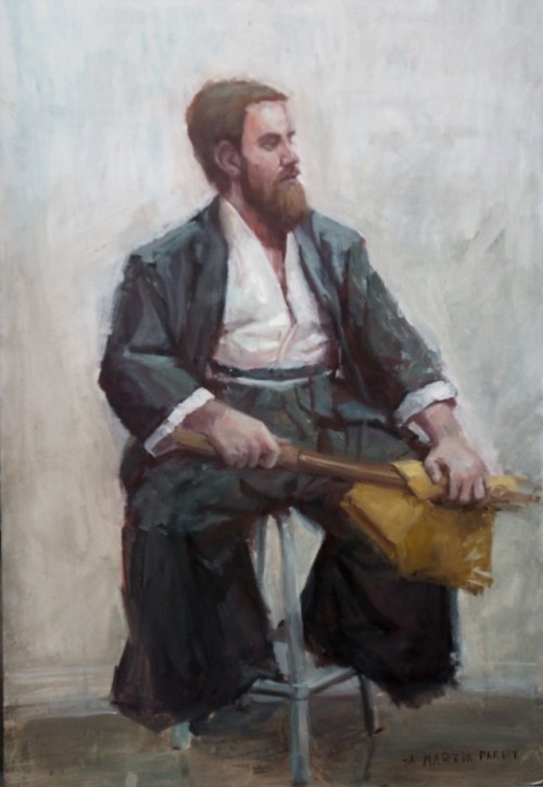 oil portrait of my friend @shizudou, posing with his aikido...