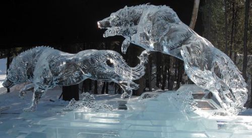petitloupbete - ofcloudsandstars - Ice Sculpture Wolves -...