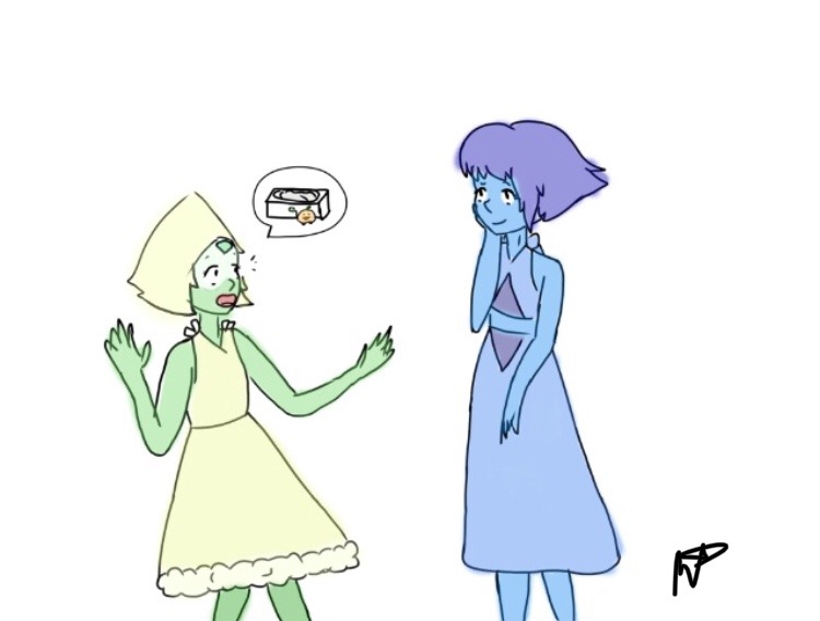 peridot talking about her time back in the bathroom with pumpkin while lapis was gone -rough drawing, still getting used to this app-