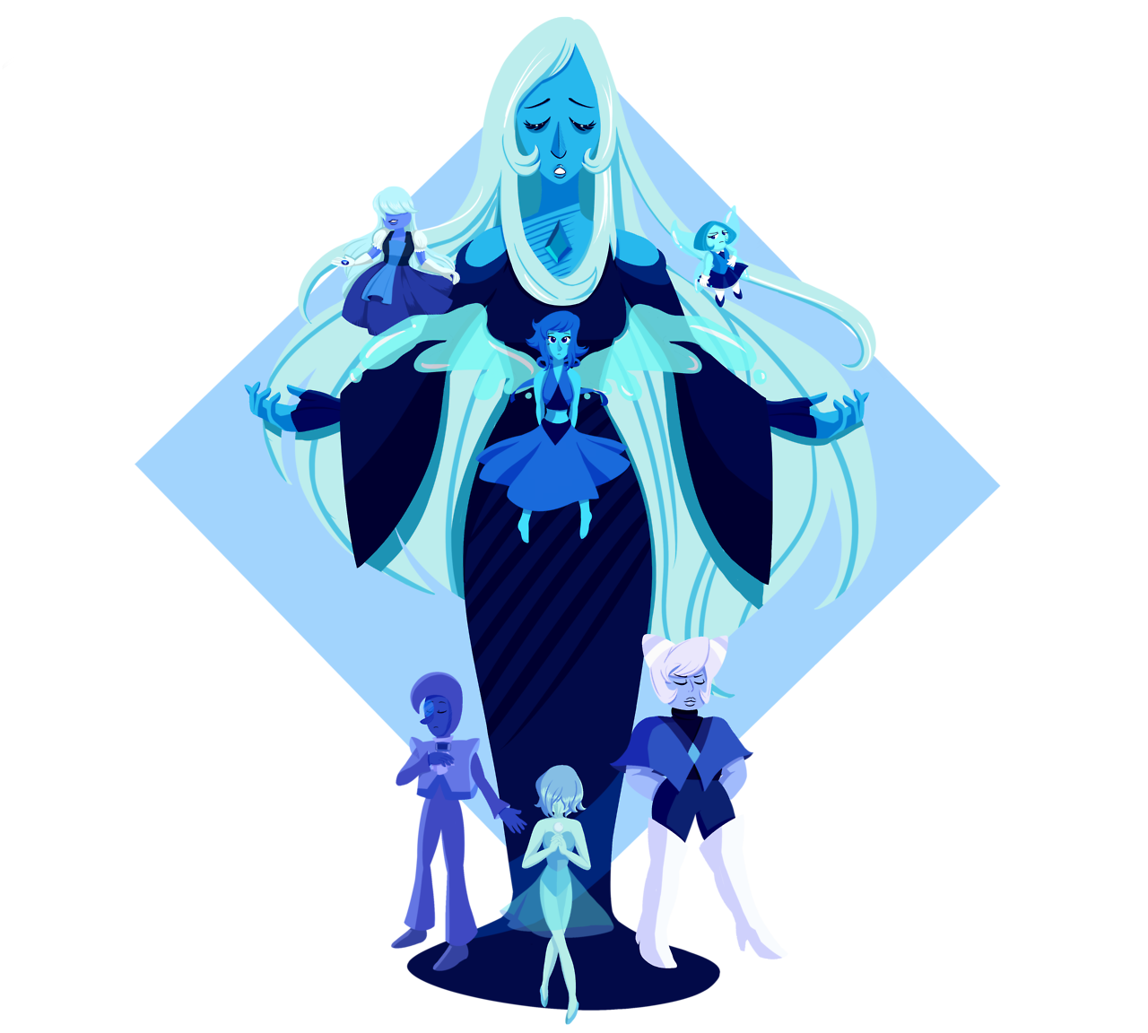 I forgot I never posted this here, huh Blue Diamond and her court fanart, yay :D