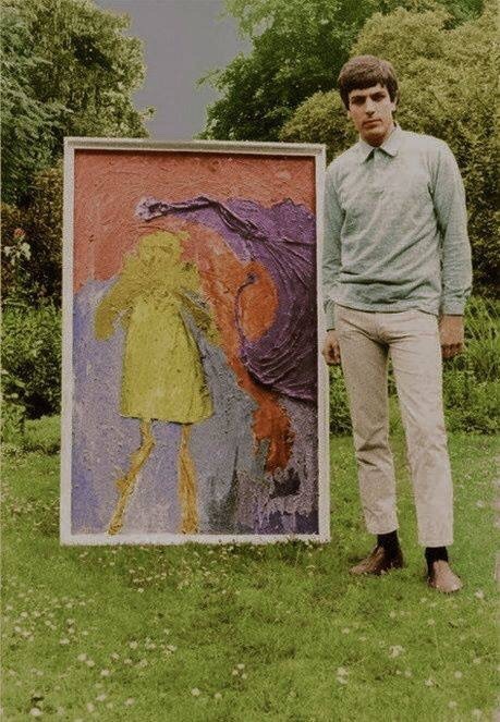 spiritof1976:Syd Barrett with one of his paintings.