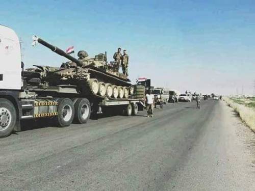 بالصور .. صور لأرتال الجيش السوري تتجه الى ادلب تجهيزاً للعملية...