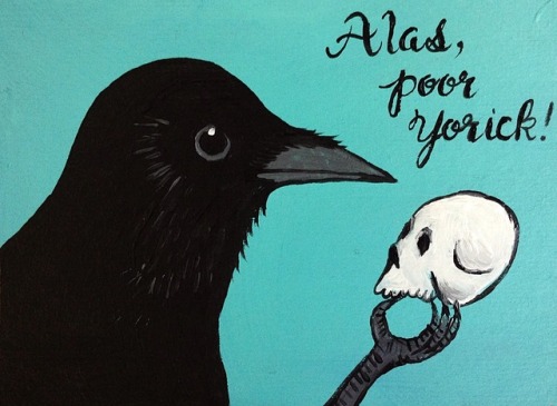 Hamlet crow, acrylic painting on cardboard