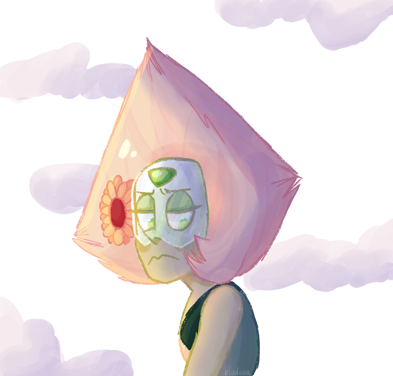 I got a sudden burst of inspiration and drew this since I haven’t drawn a sad expression yet or Peridot. Actually really proud of how this came out for once!