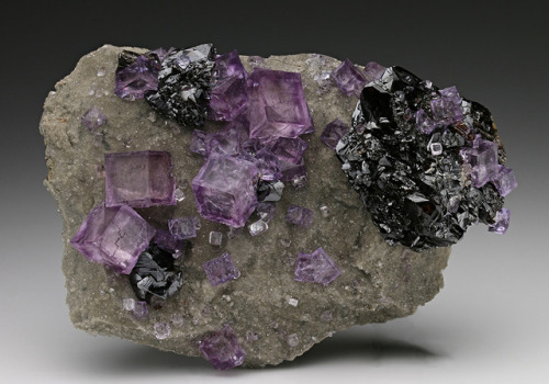 hematitehearts - Purple Fluorite with Zoning & Sphalerite on...