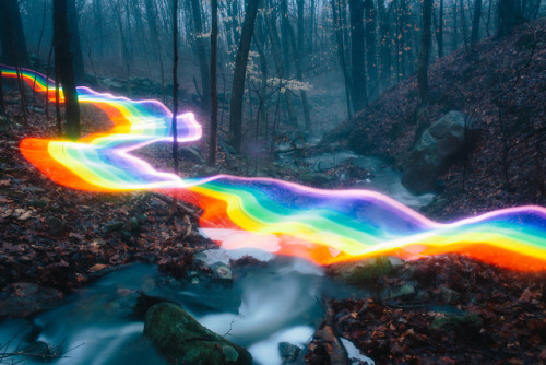 itscolossal:Vivid Rainbow Roads Trace Illuminated Pathways...