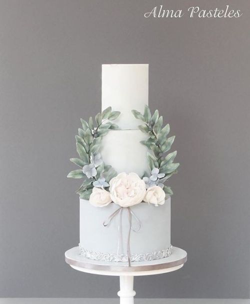 3 tier pastel grey color wedding cake