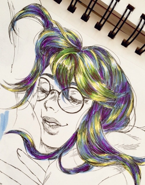 rainemargot:tested some markers on an old jade sketch i drew...