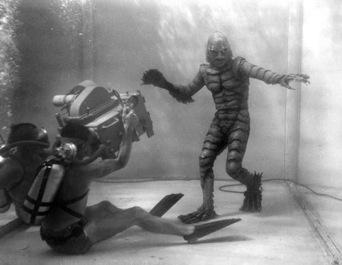 humanoidhistory - On the set of Creature from the Black Lagoon...