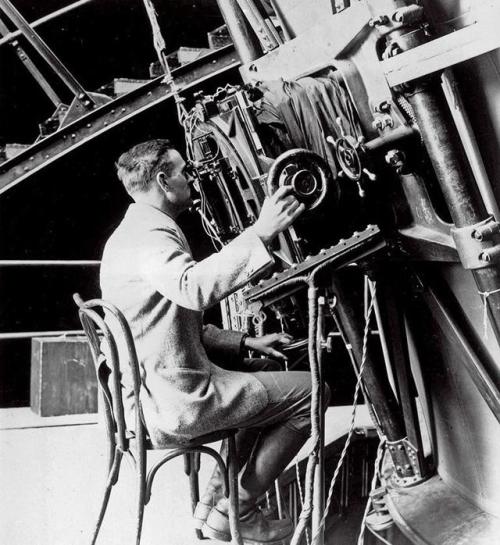 historicaltimes - Edwin Hubble at the controls of the 100-inch...