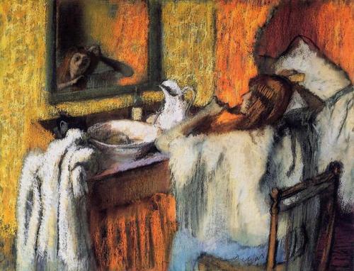 artist-degas:Woman at Her Toilette, Edgar DegasMedium:...