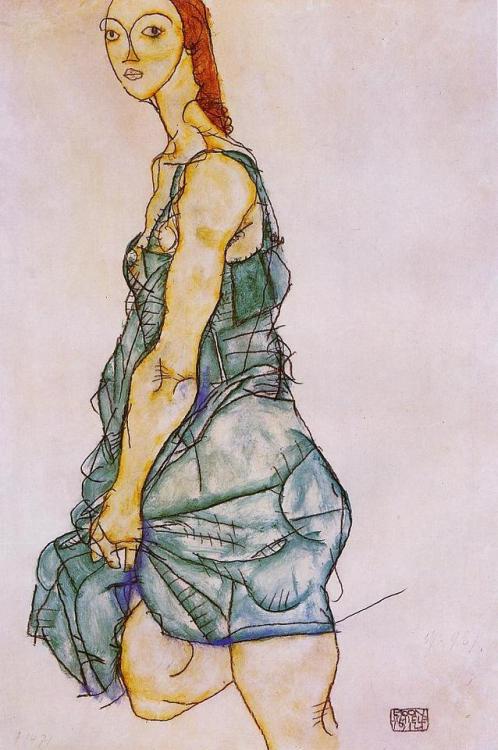 expressionism-art - Upright Standing Woman, 1912, Egon...