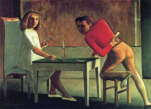 expressionism-art - The cardgame, 1950, Balthus