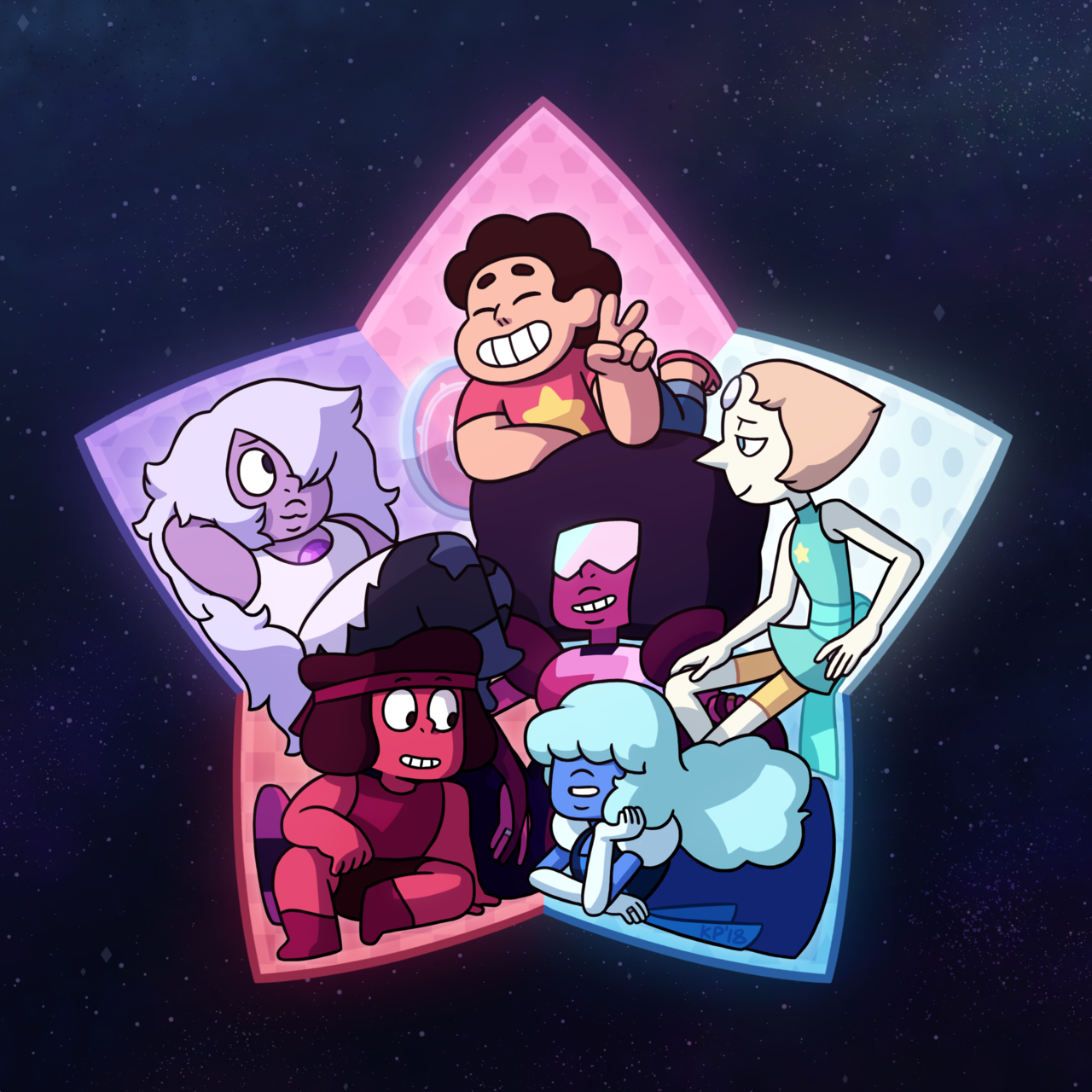 The Crystal Gems⭐ Finally got around to finishing this one up! I had to add in Garnet’s rings heheh. Also on T-shirts and stickers! (Commissions)