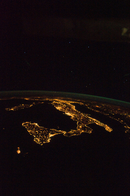 fabforgottennobility - Italy at Night (NASA, International Space...
