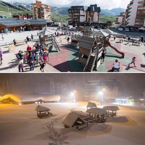 Before / after in Val Thorens, France.