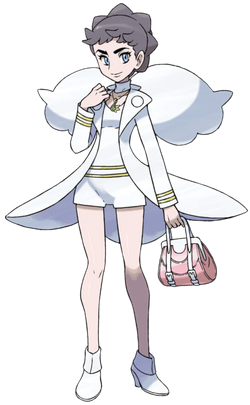 Diantha in her angel-winged white coat.  Note the jewelled necklace - that's her Digivice.