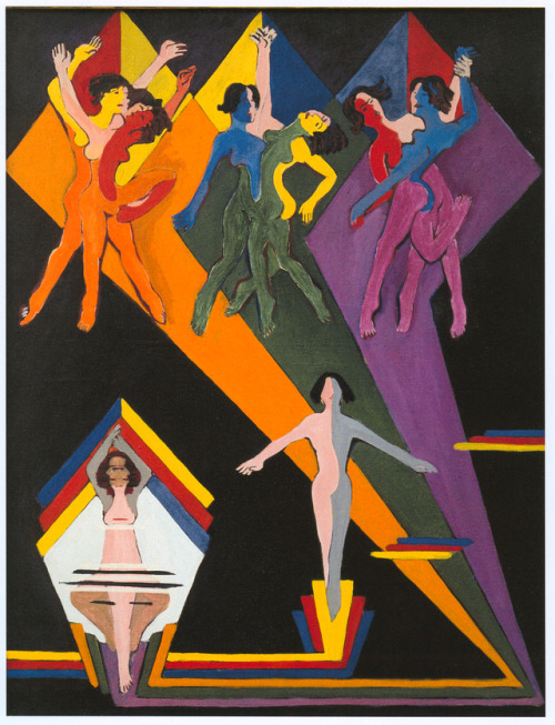 expressionism-art - Dancing Girls in Colourful Rays, 1937, Ernst...