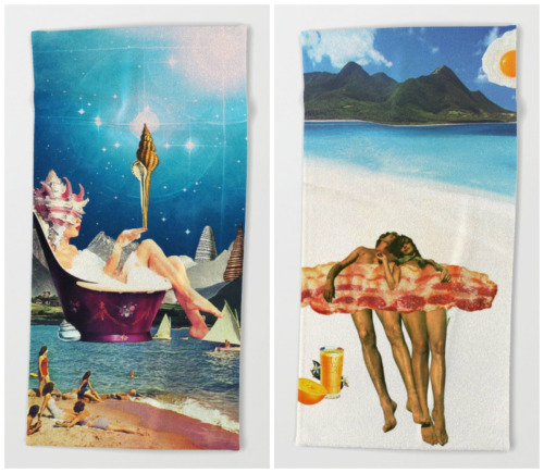 lesstalkmoreillustration - Trippy Collage Beach Towels By Eugenia...