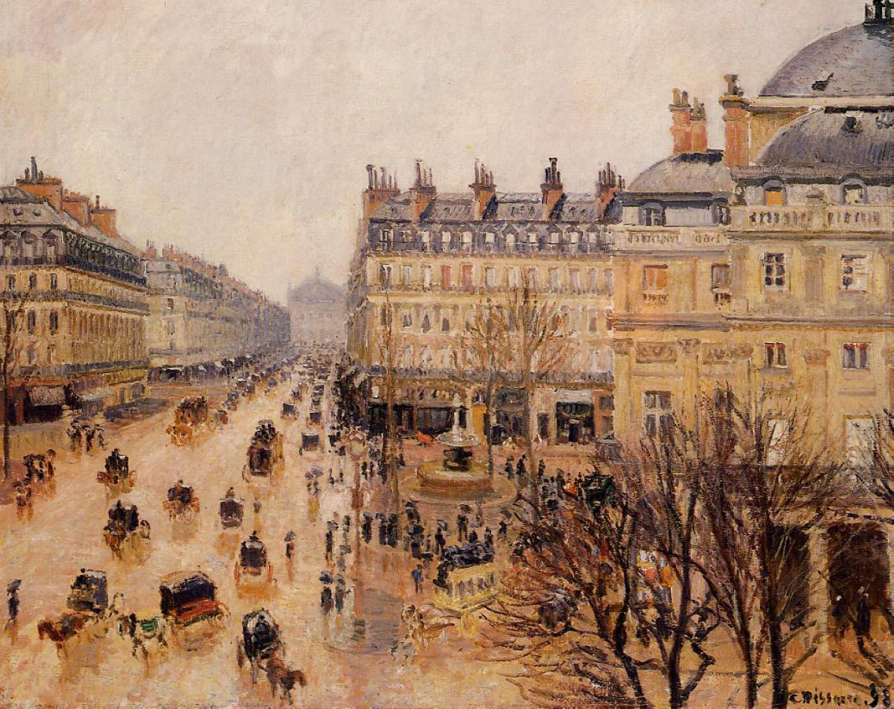 impressionism-art-blog:
“Place du Theatre Francais Rain Effect, Camille Pissarro
”