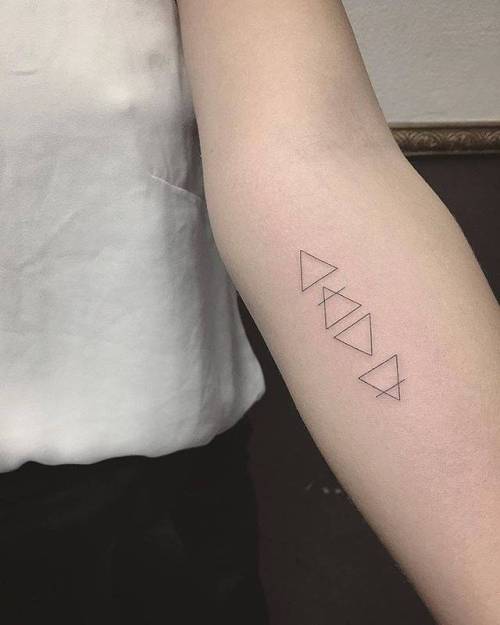 Tattoo tagged with: small, air symbol, symbols, line art, tiny, water symbol,  ifttt, little, minimalist, east, inner forearm, earth symbol, fire symbol,  alchemy, fine line 