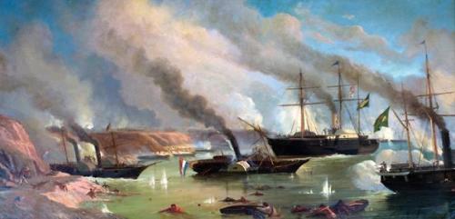 “The Naval Battle of Riachuelo” Painting by Eduardo Martino,...