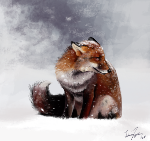 snotpup - Painted a fox from reference, original photo by...