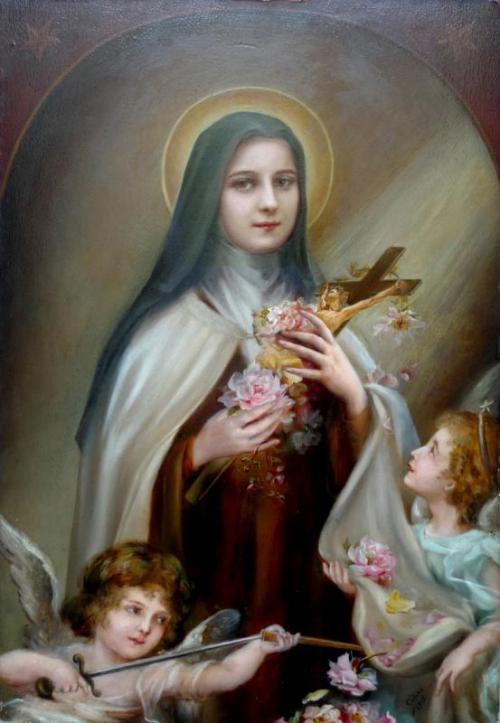 ordocarmelitarum - Saint Thérèse with Angels by Céline