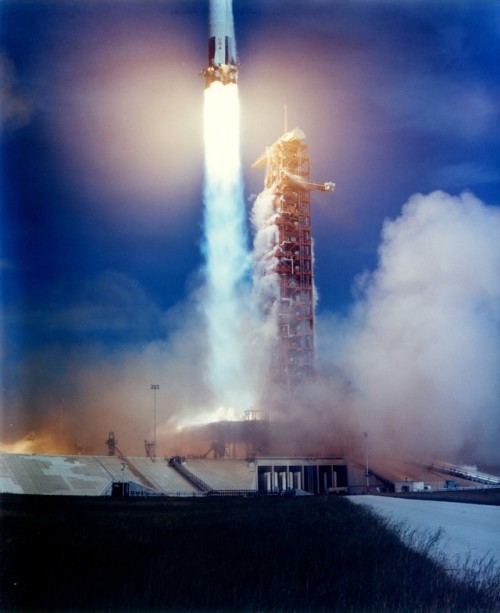 humanoidhistory - Apollo 15 clears the tower on July 26, 1971.