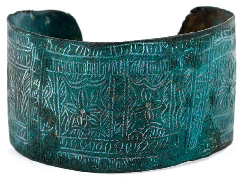 Late Roman or Byzantine Bronze Bracelet With Stylized Floral...