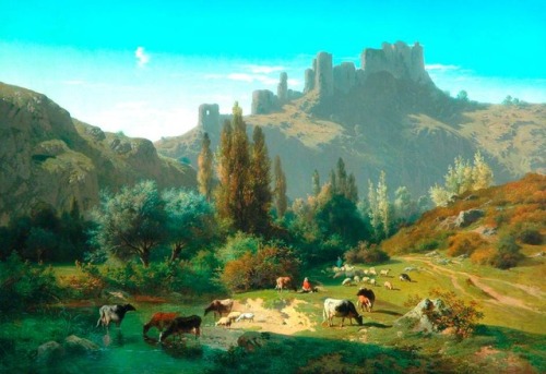 rosa-bonheur - Landscape with Cattle, Rosa Bonheur