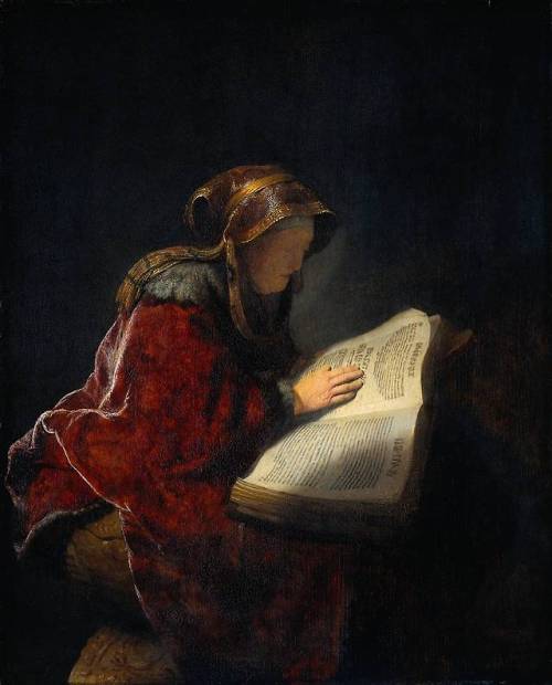 artist-rembrandt - The Prophetess Anna (Rembrandt`s Mother),...