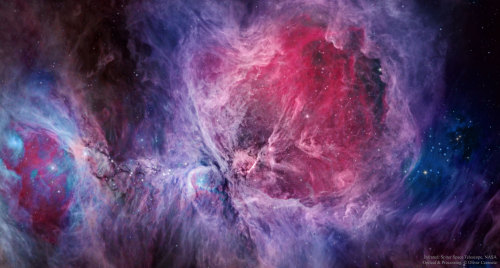 fyeahastropics:The Orion Nebula in Visible and Infrared(via...