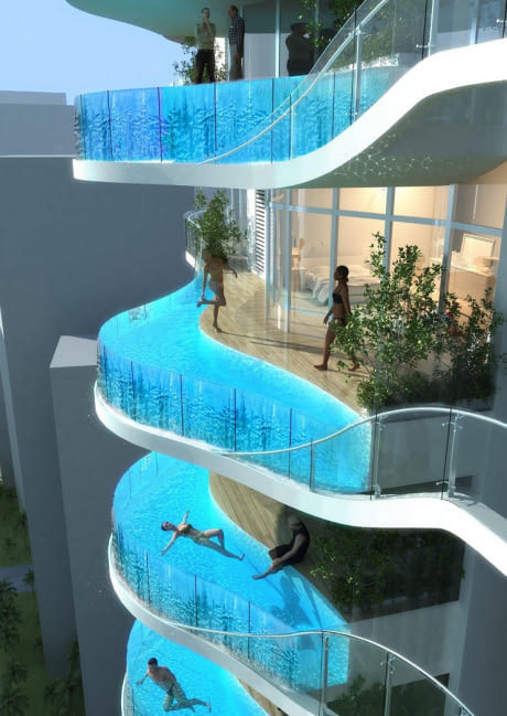 awesomacious - Floating Balcony Pools