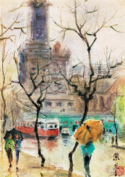 impressionism-art - Streetview of Shanghai 1960Guan Zilan