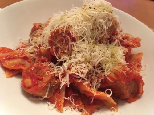 Tacconelli with homemade tomato sauce, Italian sausage, lots of...