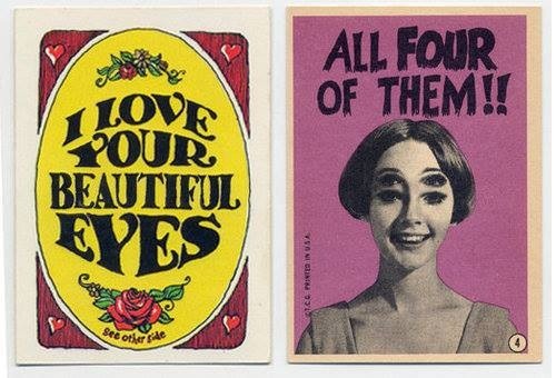 blackwidowspiderfrommars - 1960s Topps Monster greeting cards.