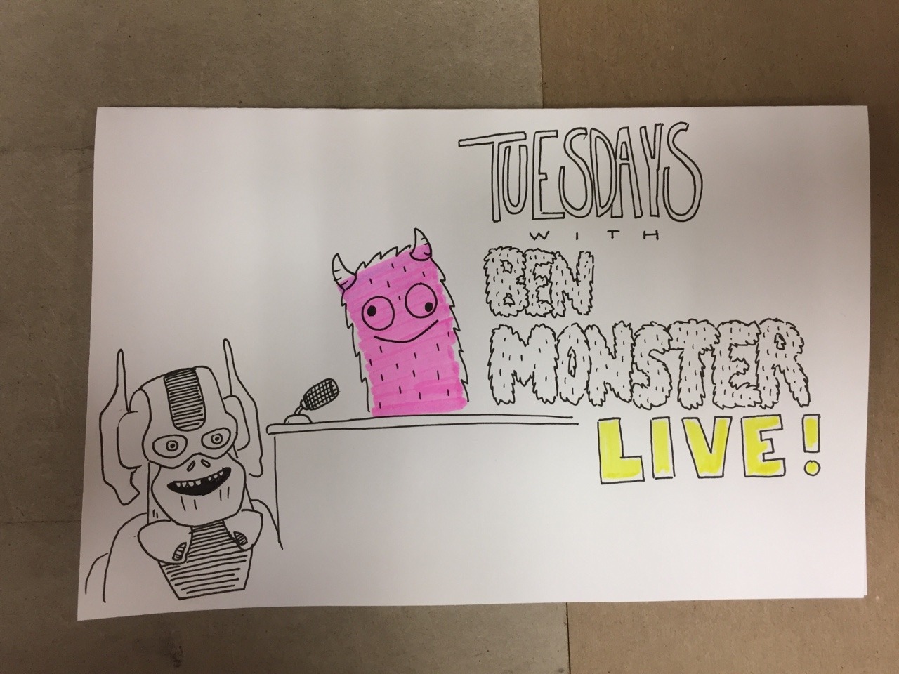 watch tuesdays with ben monster a live puppet show about to go online! https://youtu.be/Th0qurhlwys watch and call us.